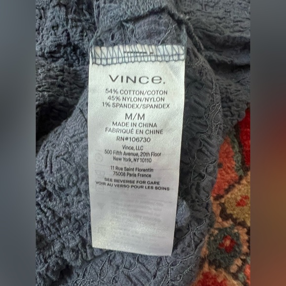 Vince Smocked Long Sleeve Button Front Top in Steel Blue— Womens Medium - Picture 8 of 11